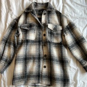 Black and Cream Plaid Shacket Size Small